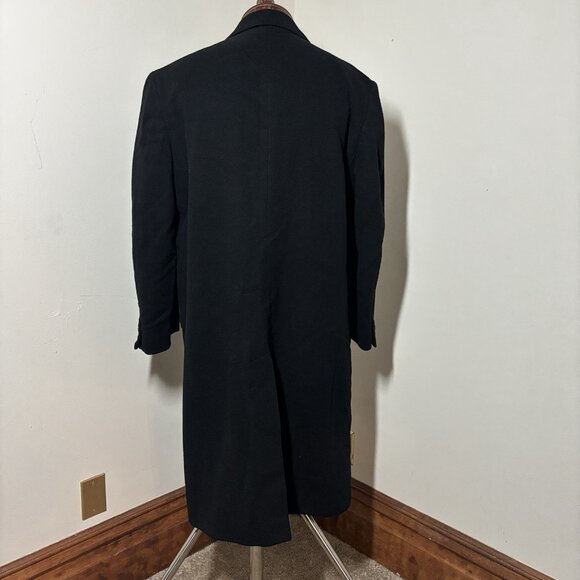 John W Nordstrom Wool Cashmere Black Overcoat Topcoat Sz 40R Mint Made In ITALY - Picture 9 of 13